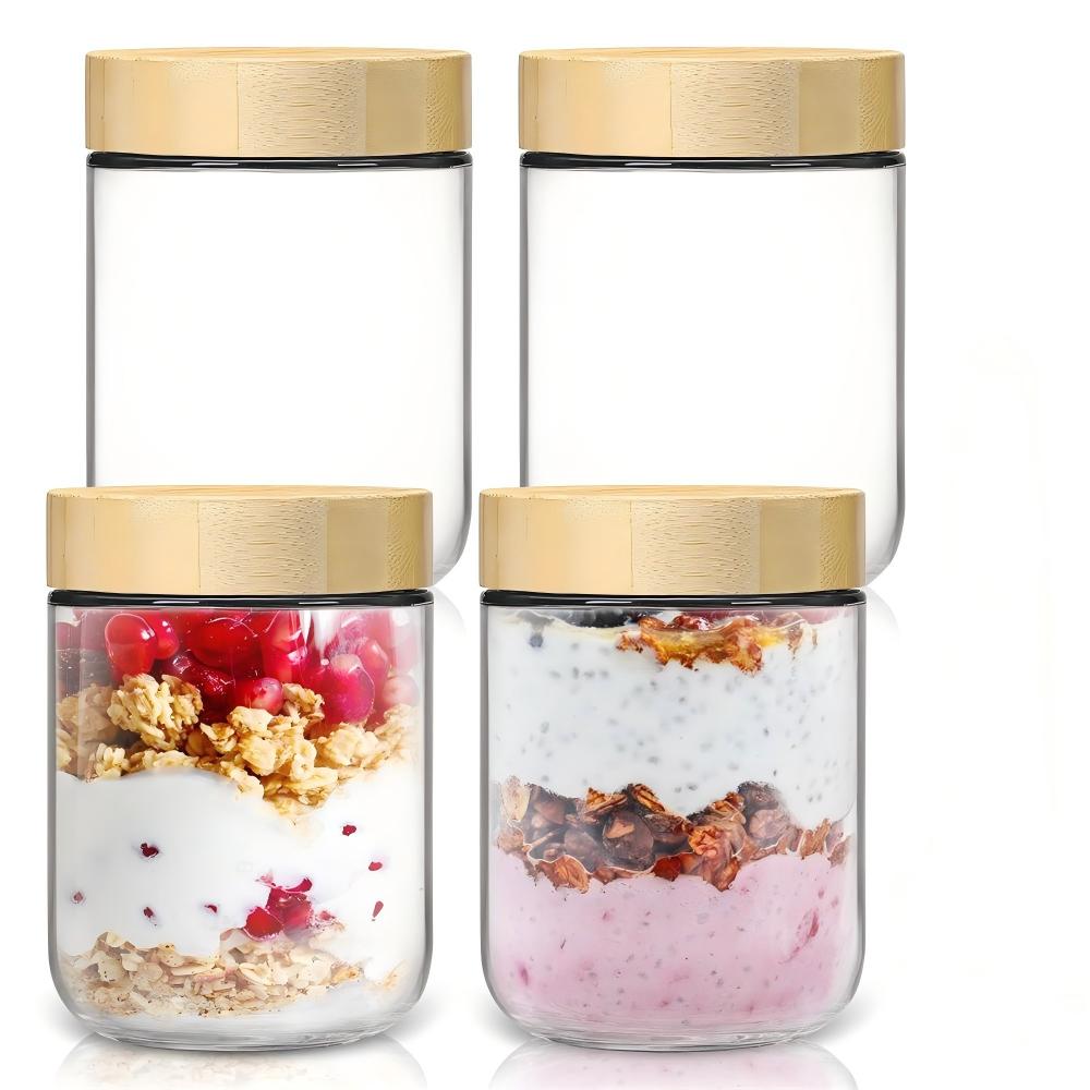 Meal Prep Overnight Oats - ชุด 4 ชิ้น โหลแก้วใส่อาหารโอเวอร์ไนท์โอ๊ต ขนาด 16