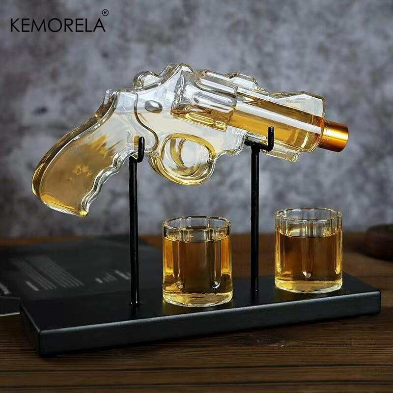 Glass Container Set - KEMORELA Revolver ขวดเหล้าแก้วชุดแก้ววิสกี้ไวน์บาร์คอนเทนเนอร์ดื่มแก้วขวดประณีตผู้ชายของขวัญ