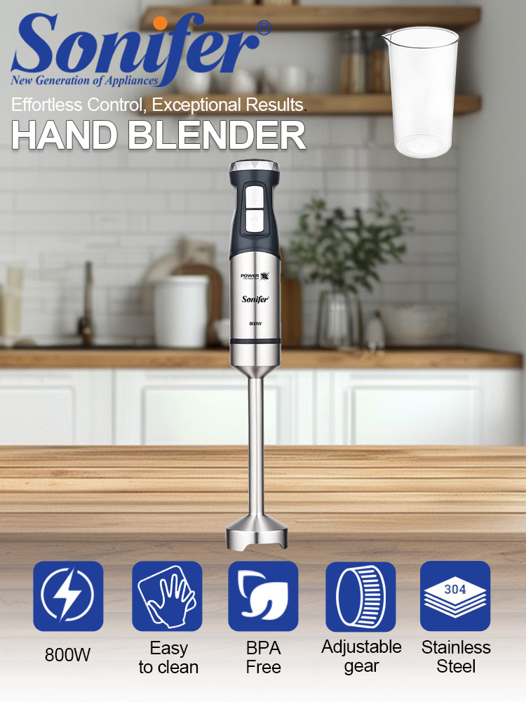 Meal Prep Smoothies - เครื่องปั่นมือถือ Sonifer SF-8171S 800W เครื่องปั่นแบบจุ่ม ใบมีดสแตนเลส