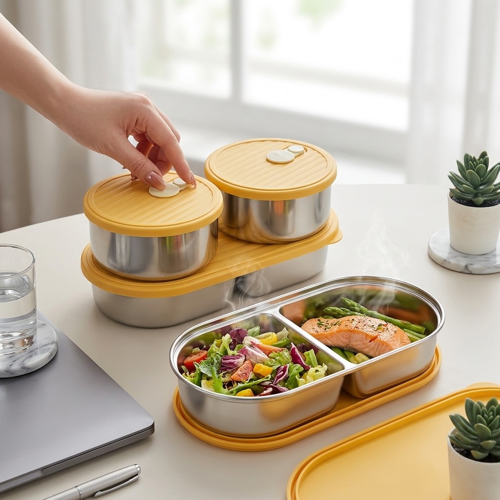 Meal Prep Meal Ideas - กล่องข้าวสแตนเลส 304 สำหรับเข้าไมโครเวฟ ชุดกล่องอาหารแบ่งช่องสำหรับเก็บอาหาร เตรียมอาหารสำหรับผู้ใหญ่ เด็ก