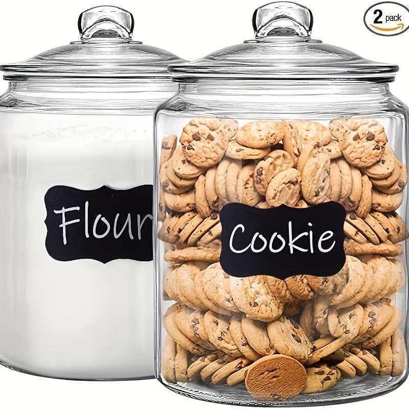 Glass Container Set - โหลแก้วสำหรับเก็บของในครัว 2 ชิ้น พร้อมฝาปิดแบบฝาพับ - ล้างด้วยมือ