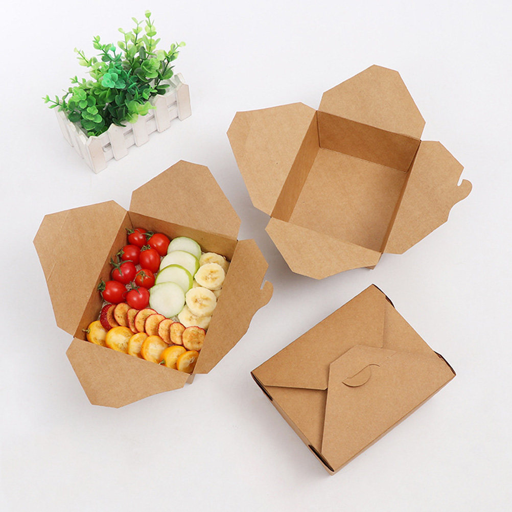 Meal Prep Delivery - กล่องใส่อาหารแบบใช้แล้วทิ้ง 20 ชิ้น ทำจากกระดาษคราฟท์ ปิดสนิท ป้องกันการรั่วซึม