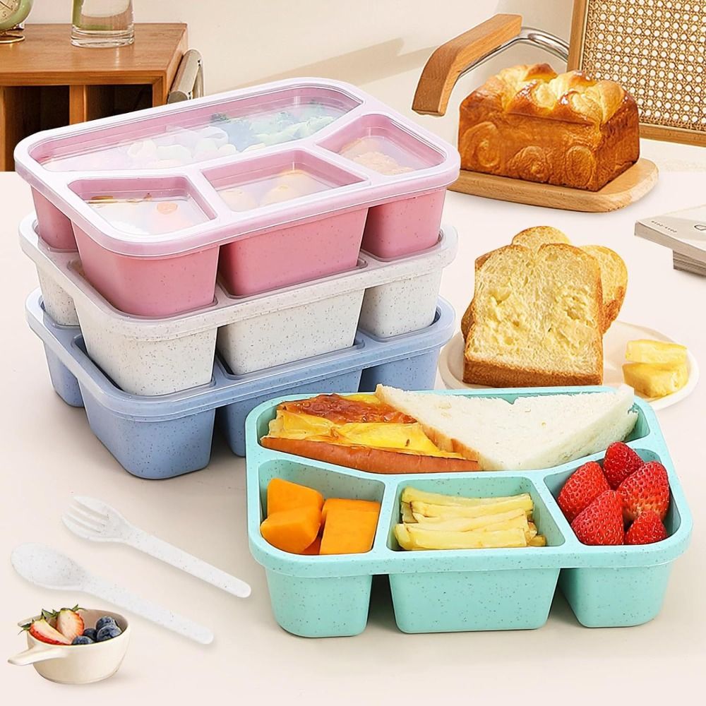 Meal Prep Meal Ideas - กล่องสแน็คแบบวางซ้อนกันได้4ช่องกล่องอาหารเด็กใช้ซ้ำได้กล่องใส่อาหารน้ำหนักเบาสำหรับเดินทาง