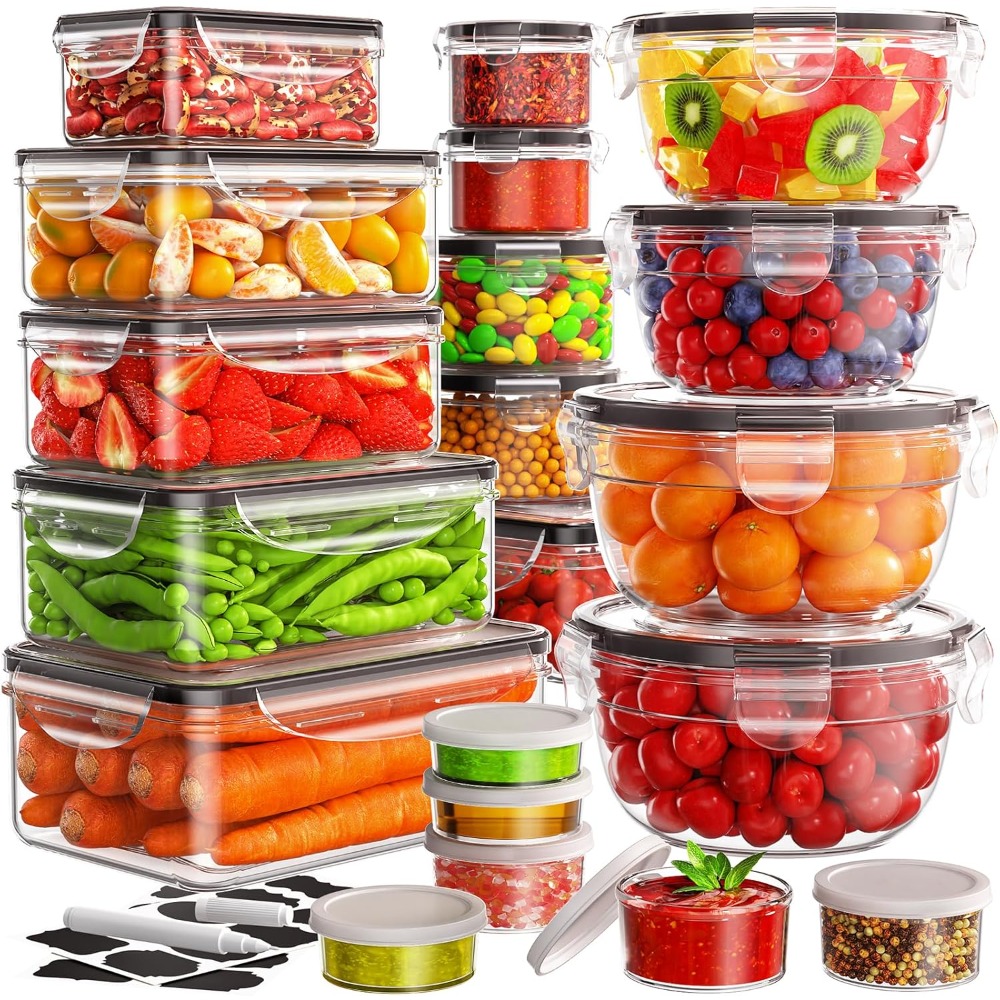 Meal Prep Chef - ชุดกล่องเก็บอาหาร 40 ชิ้น, ป้องกันการรั่วซึม, ใช้ซ้ำได้, ปลอดภัยสำหรับไมโครเวฟ/เครื่องล้างจาน,