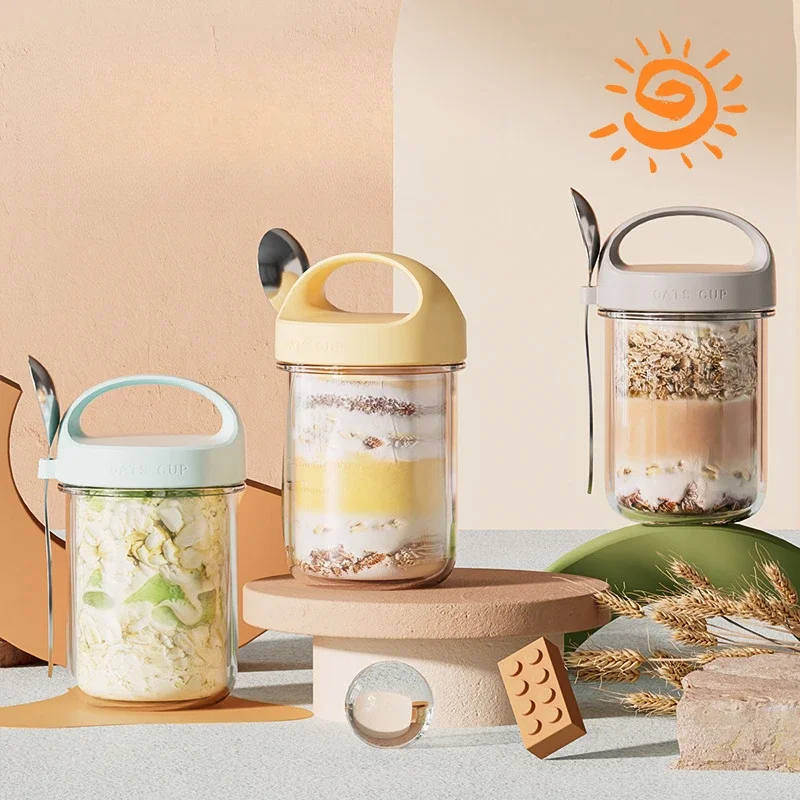 Meal Prep Yogurt Containers - 420ML ใหม่ถ้วยอาหารเช้าข้าวโอ๊ตธัญพืช Nut โยเกิร์ตสลัดถ้วย LeakProof แก้วข้าวโอ๊ตคอนเทนเนอร์พร้อมฝาปิดช้อนกล่องเก็บอาหาร