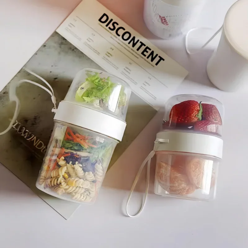Meal Prep Yogurt Containers - ชุดกล่องอาหารเช้าพร้อมฝาปิด ประกอบด้วย ข้าวโอ๊ต ซีเรียล ถั่ว โยเกิร์ต