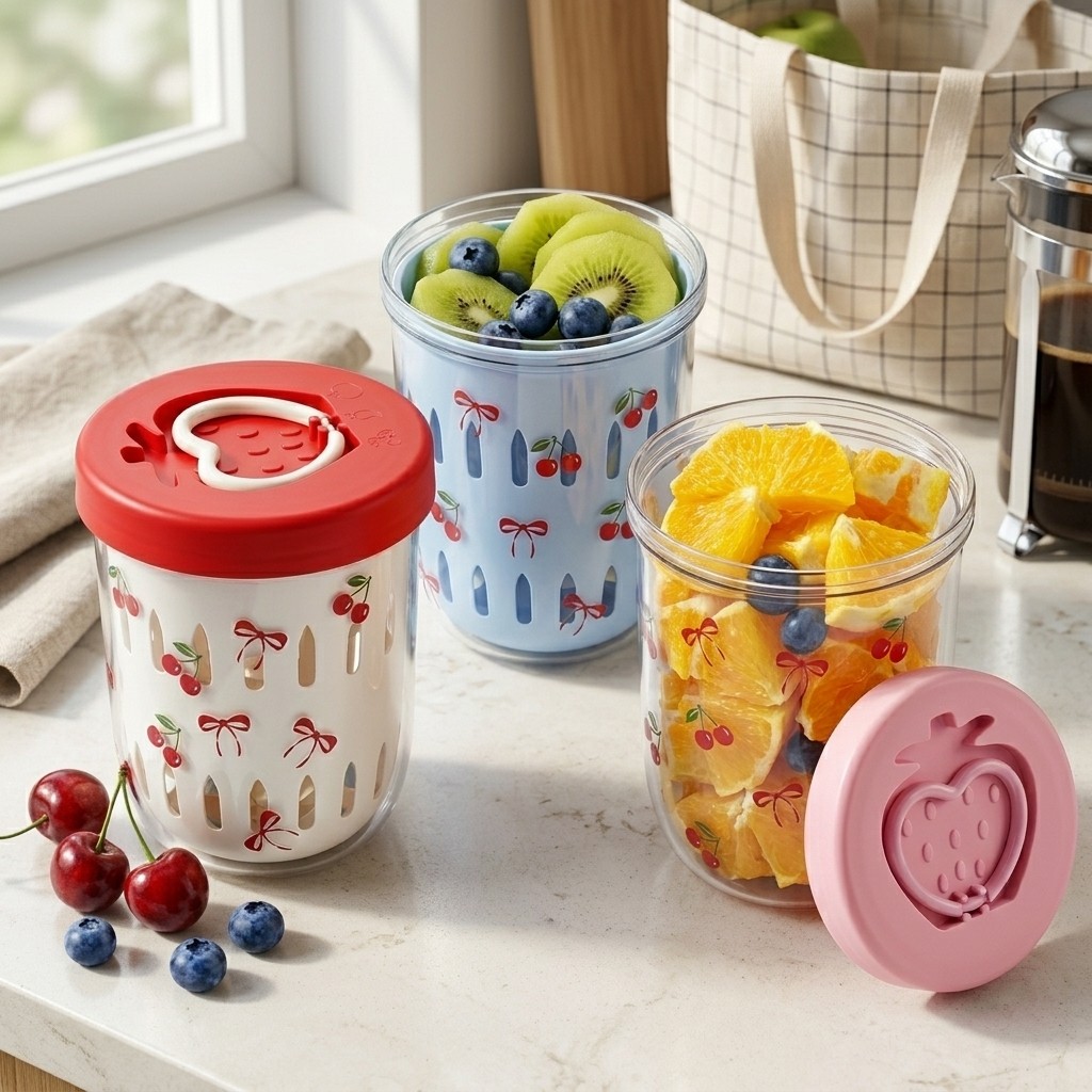 Meal Prep Yogurt Containers - กล่องสลัดพลาสติกพร้อมฝาปิด กล่องอาหารกลางวันแบบเบนโตะ กล่องเก็บอาหารสำหรับเด็ก กล่องเตรียมอาหารสำหรับไปโรงเรียน กล่องใส่ผลไม้ โยเกิร์ต