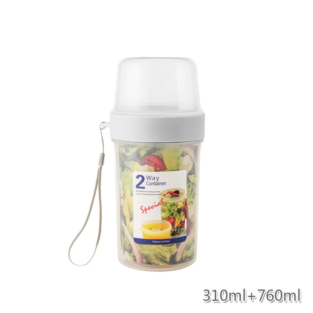 Meal Prep Yogurt Containers - กล่องใส่อาหารสองชั้นป้องกันการรั่วซึมแบบพกพาสำหรับอาหารเด็ก โยเกิร์ต สลัด ผลไม้ ขนม ของว่าง