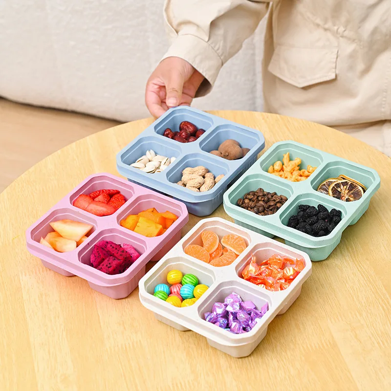 Meal Prep Meal Ideas - กล่องขนมขบเคี้ยว4ช่องสำหรับเด็กและผู้ใหญ่สำหรับขวดนมอาหารว่างที่บ้านอุปกรณ์เตรียมอาหารแบบพกพากล่องข้าวกลางวันอุปกรณ์ที่ใช้ในครัวแบบพกพา