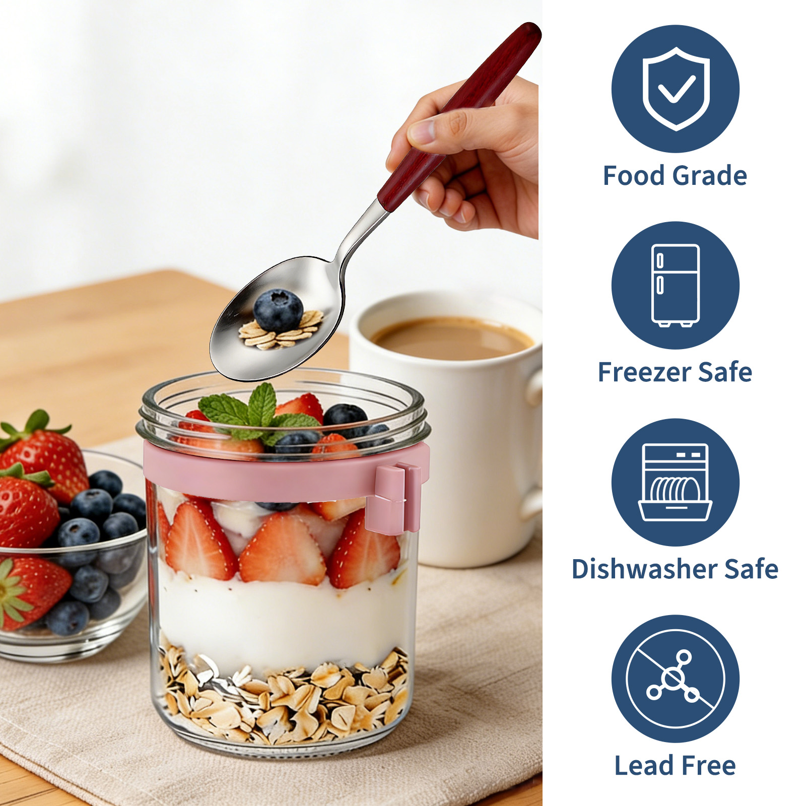 ขวดแก้วใส่อาหารเช้าขนาด 16 ออน - Meal Prep Overnight Oats บทวิจารณ์และราคา