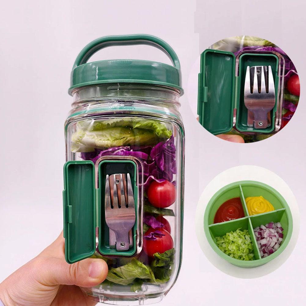 กระปุกใส่สลัดแบบพกพาพร้อมส้อมแ - Meal Prep Lunch บทวิจารณ์และราคา