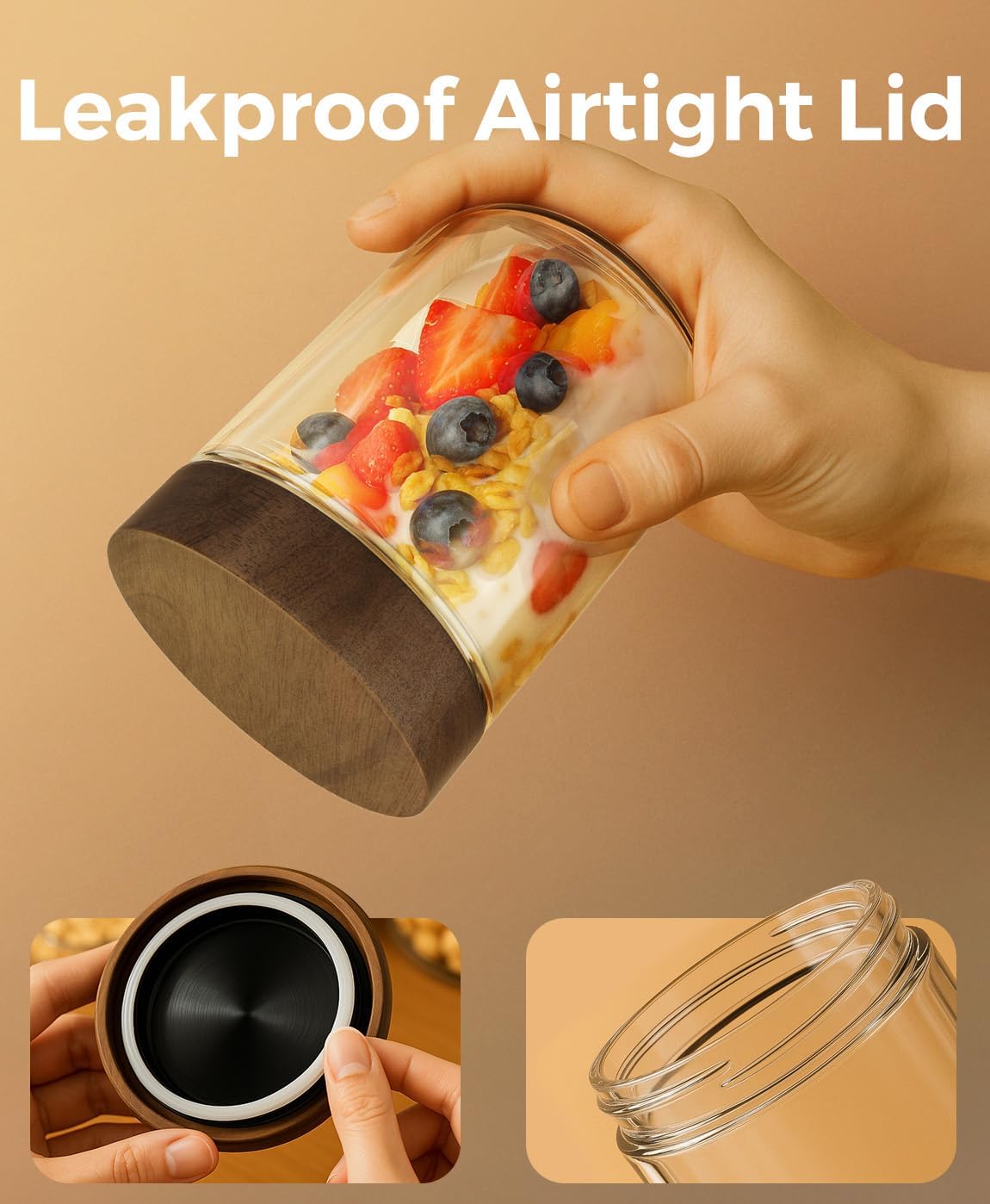 ขวดแก้วใส่อาหารแบบมีฝาปิด ขนาด - Meal Prep Overnight Oats บทวิจารณ์และราคา