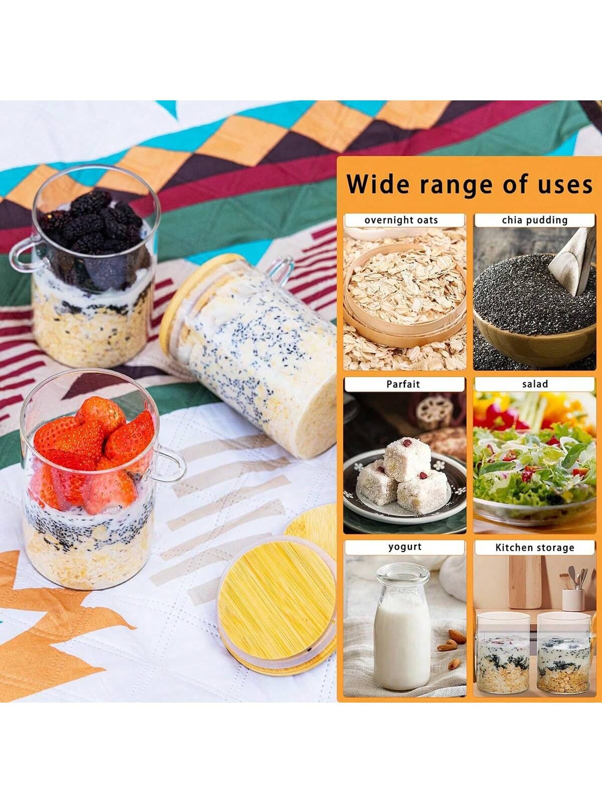 ชุด 4 ชิ้น โหลแก้วสำหรับเก็บอา - Meal Prep Overnight Oats บทวิจารณ์และราคา