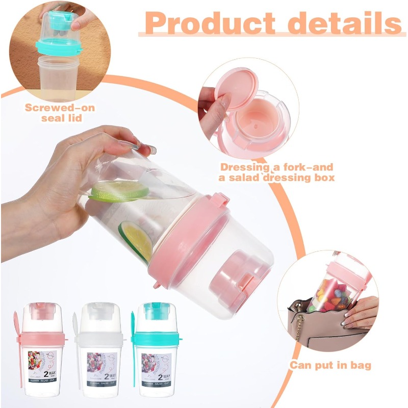 ถ้วยสลัดพกพา ถ้วยข้าวโอ๊ตคู่ ถ - Meal Prep Yogurt Containers บทวิจารณ์และราคา