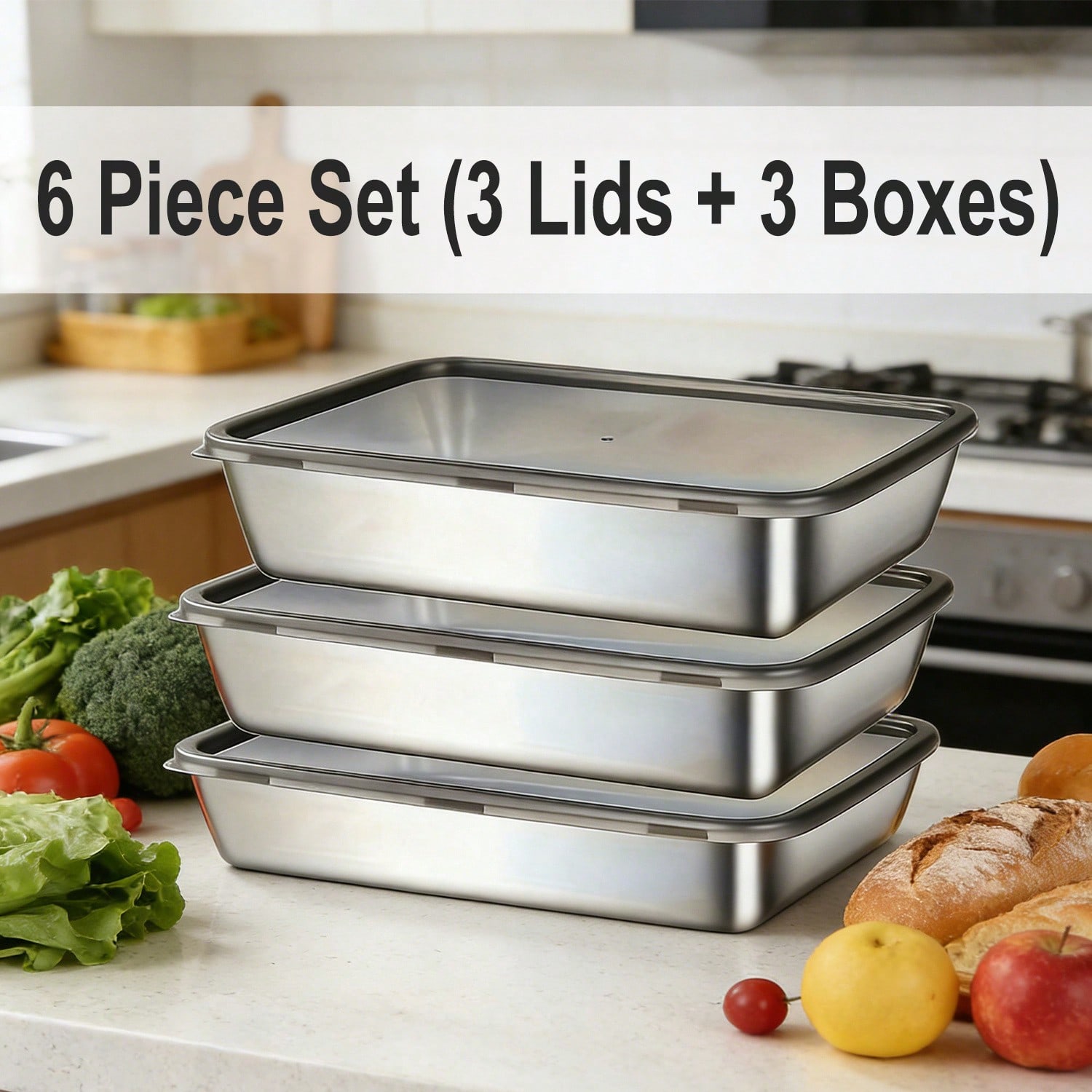 ชุดภาชนะเก็บอาหารสแตนเลส 6 ชิ้ - Meal Prep Box บทวิจารณ์และราคา