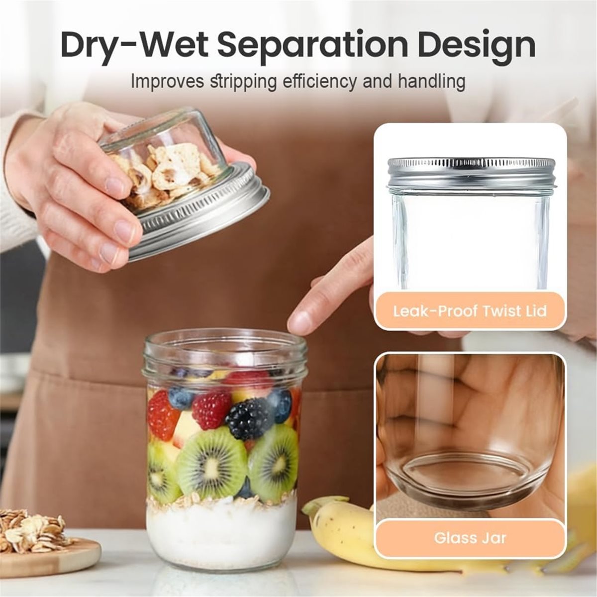 ภาชนะใส่ข้าวโอ๊ตแบบค้างคืน BAA - Meal Prep Overnight Oats บทวิจารณ์และราคา
