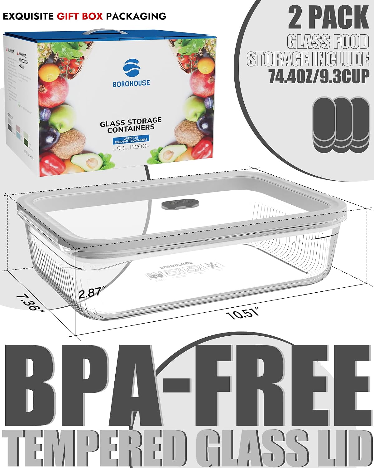 ชุดภาชนะเก็บอาหารแก้ว 2 ชิ้น พ - Meal Prep Box บทวิจารณ์และราคา
