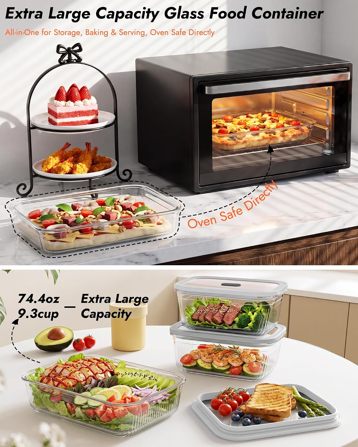ชุดภาชนะเก็บอาหารแก้ว 2 ชิ้น พ - Meal Prep Box บทวิจารณ์และราคา