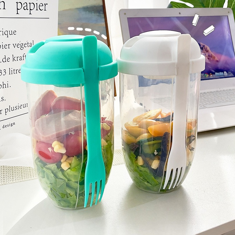 ชามสลัดพกพาพร้อมฝาปิดและส้อมใน - Meal Prep Yogurt Containers บทวิจารณ์และราคา