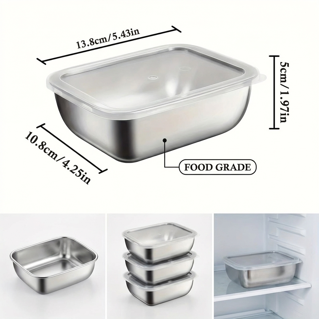 กล่องเก็บอาหารสแตนเลส 5 ชิ้น แ - Meal Prep Chef บทวิจารณ์และราคา