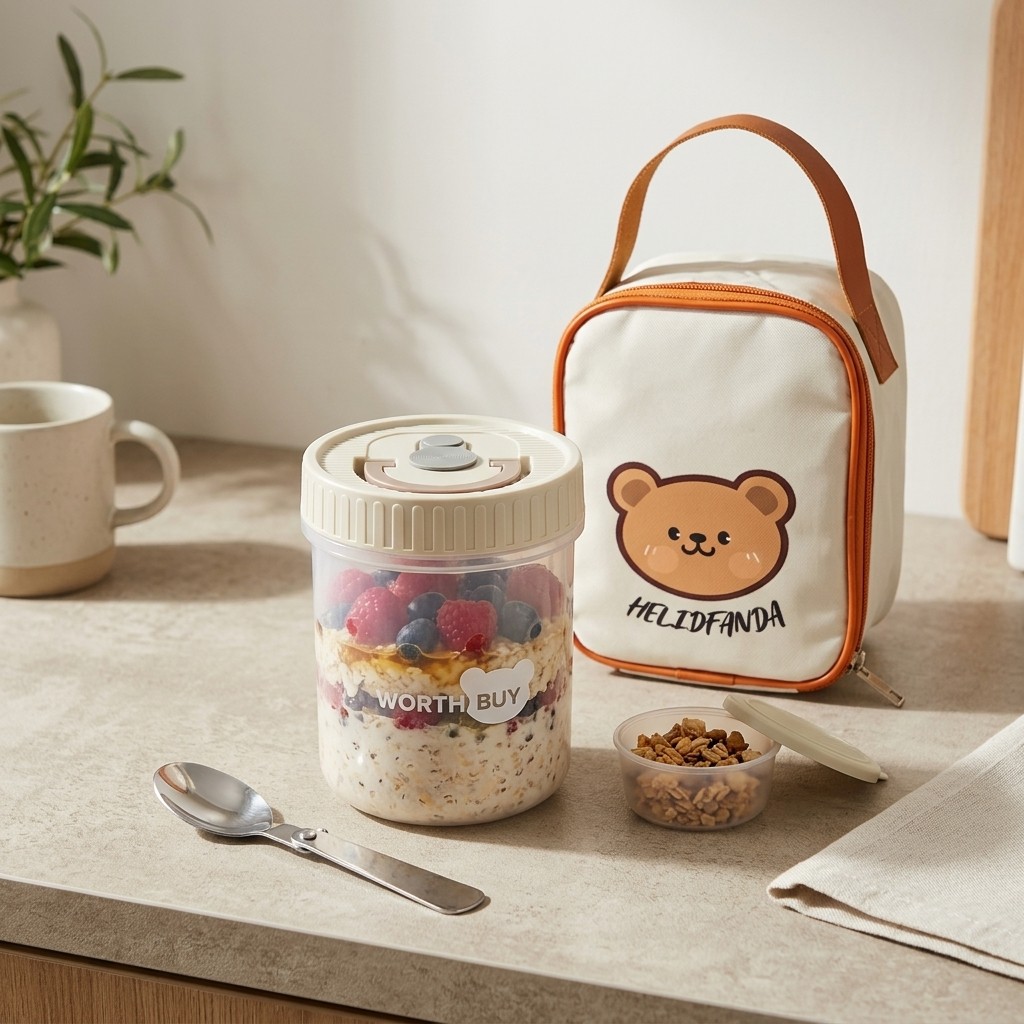 ภาชนะใส่ข้าวโอ๊ตข้ามคืนพร้อมฝา - Meal Prep Yogurt Containers บทวิจารณ์และราคา