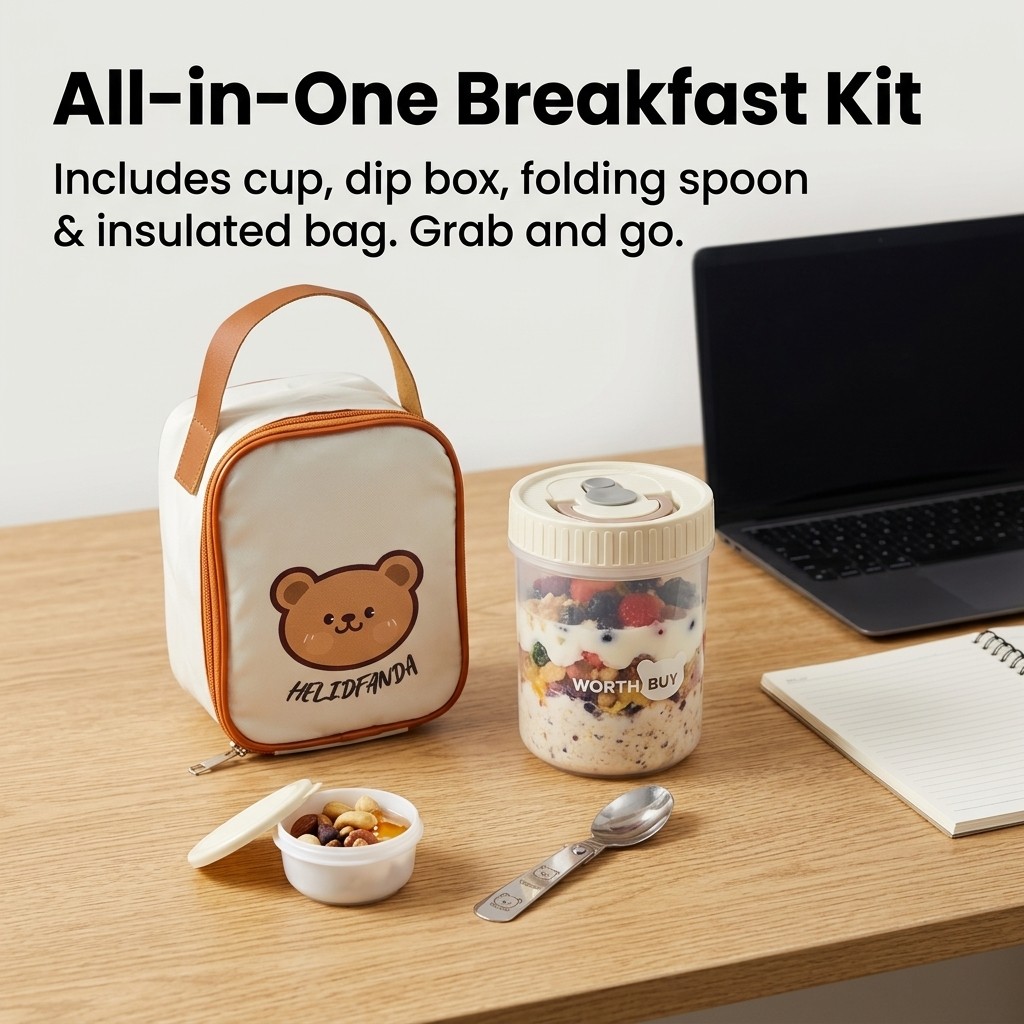 ภาชนะใส่ข้าวโอ๊ตข้ามคืนพร้อมฝา - Meal Prep Yogurt Containers บทวิจารณ์และราคา