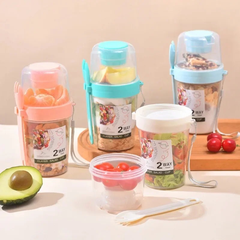 ถ้วยสลัดพกพา ถ้วยข้าวโอ๊ตสองชั - Meal Prep Yogurt Containers บทวิจารณ์และราคา