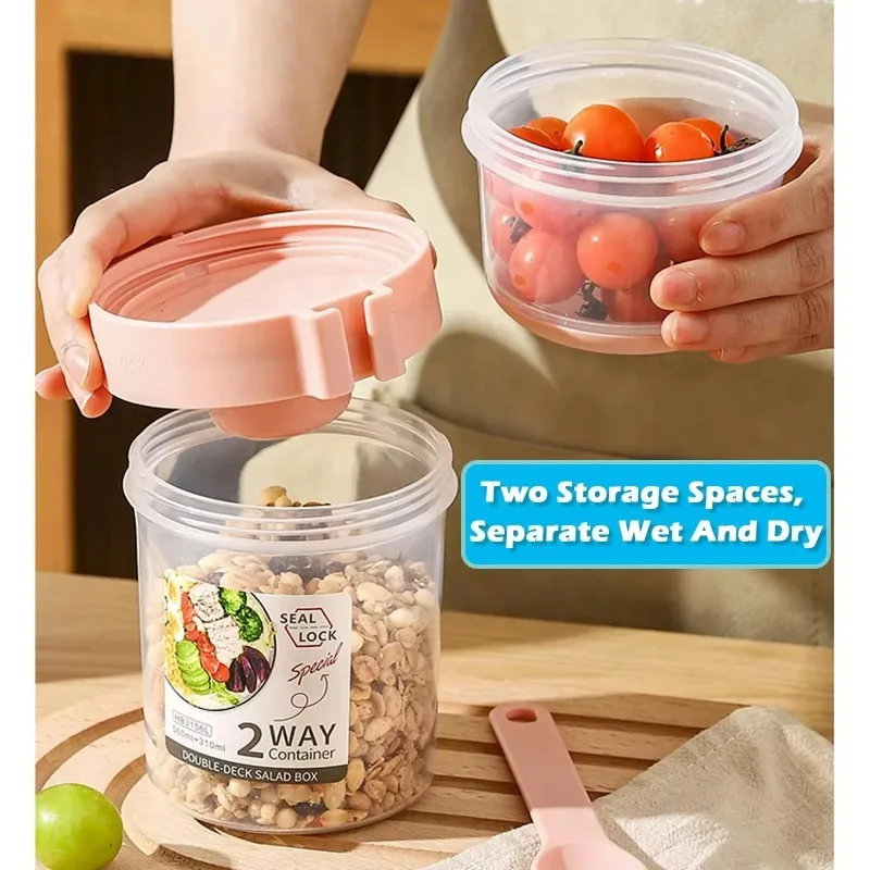 ถ้วยสลัดพกพา ถ้วยข้าวโอ๊ตสองชั - Meal Prep Yogurt Containers บทวิจารณ์และราคา