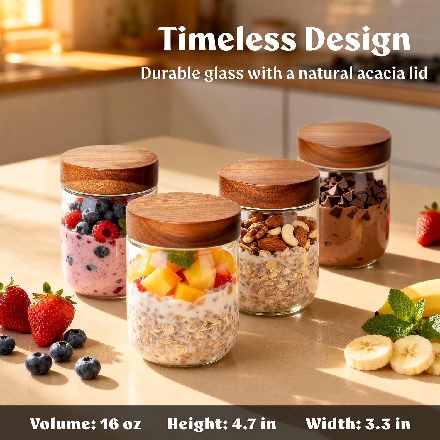 ขวดแก้วสำหรับเตรียมอาหารขนาด 1 - Meal Prep Overnight Oats บทวิจารณ์และราคา