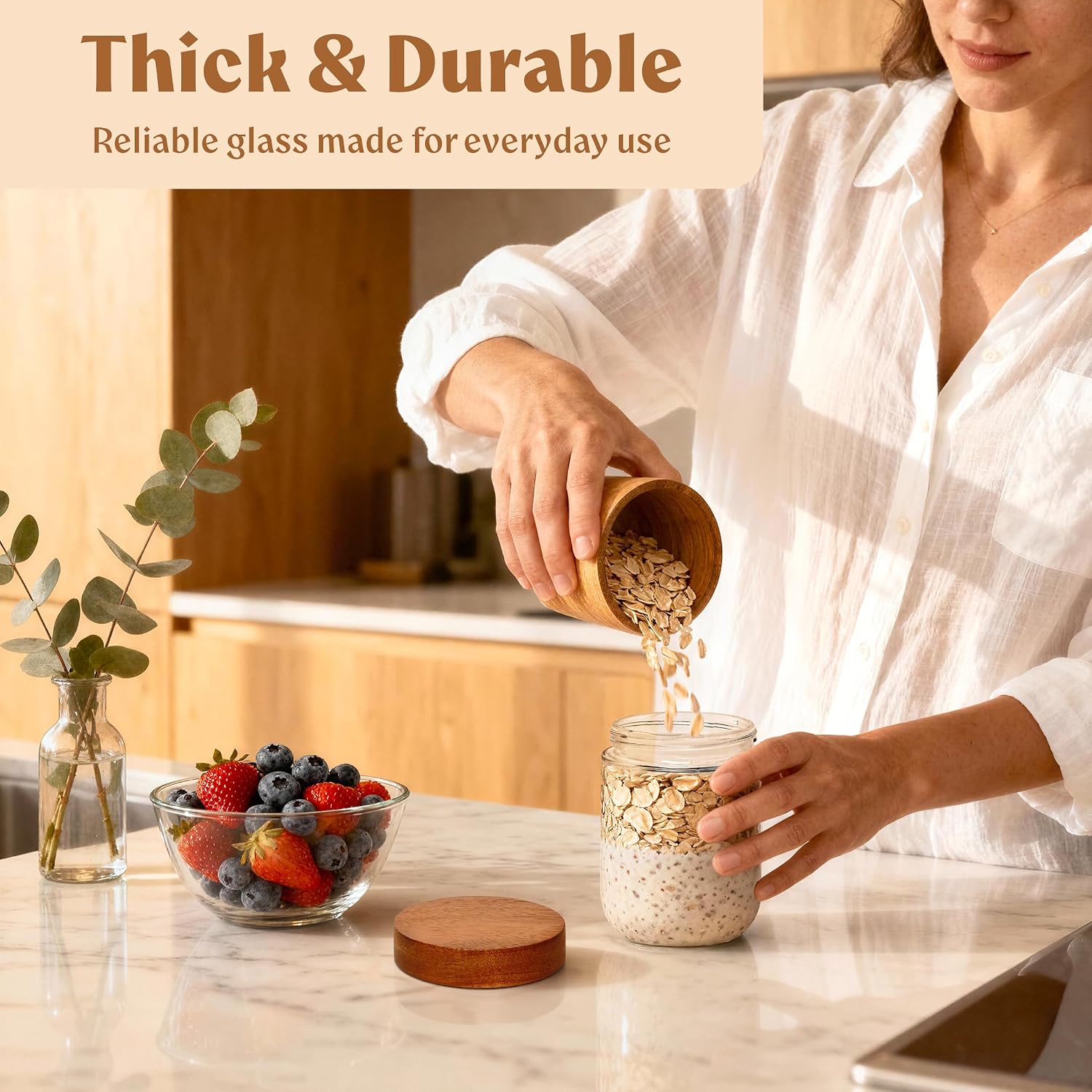 ขวดแก้วสำหรับเตรียมอาหารขนาด 1 - Meal Prep Overnight Oats บทวิจารณ์และราคา
