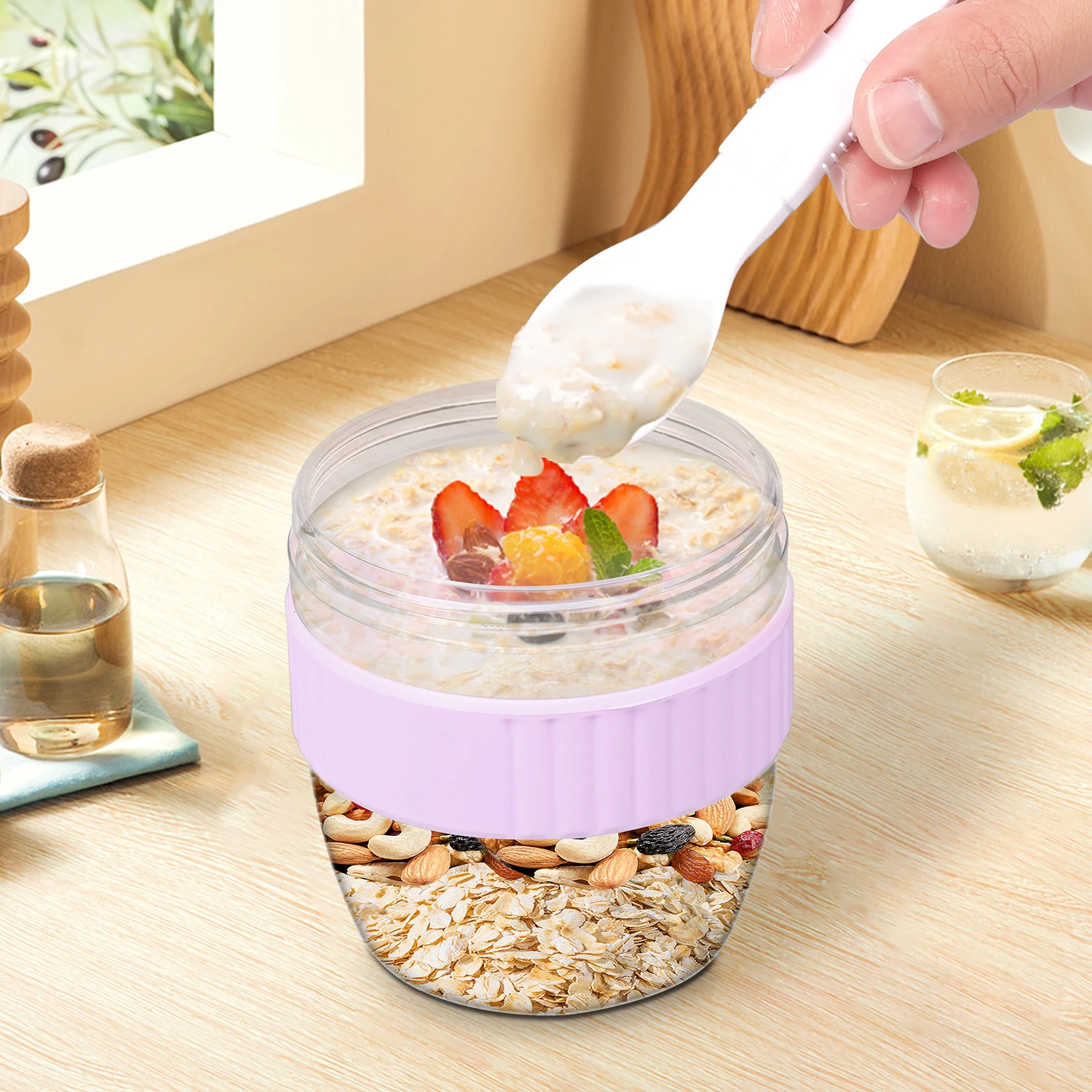 ภาชนะใส่ข้าวโอ๊ตแบบสองชั้นพร้อ - Meal Prep Overnight Oats บทวิจารณ์และราคา